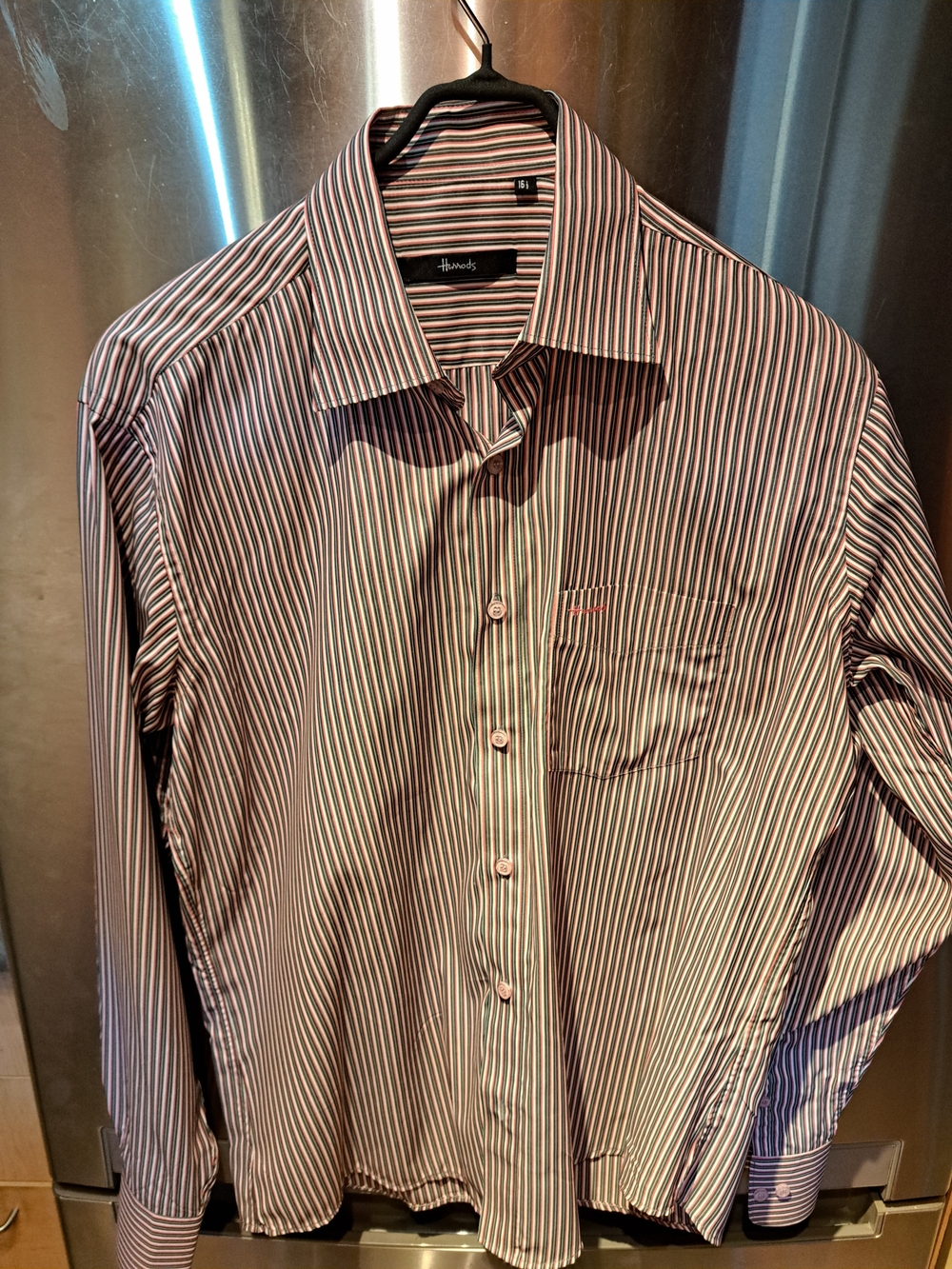 Harrods Men's Striped Dress Shirt - White and Blue
